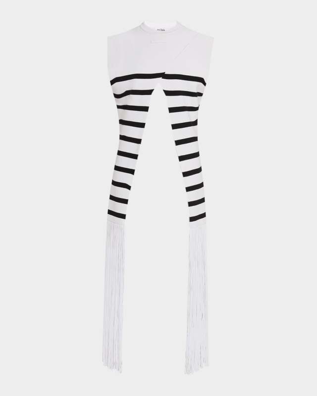 Cotton Mariniere Crossed Fringe Top